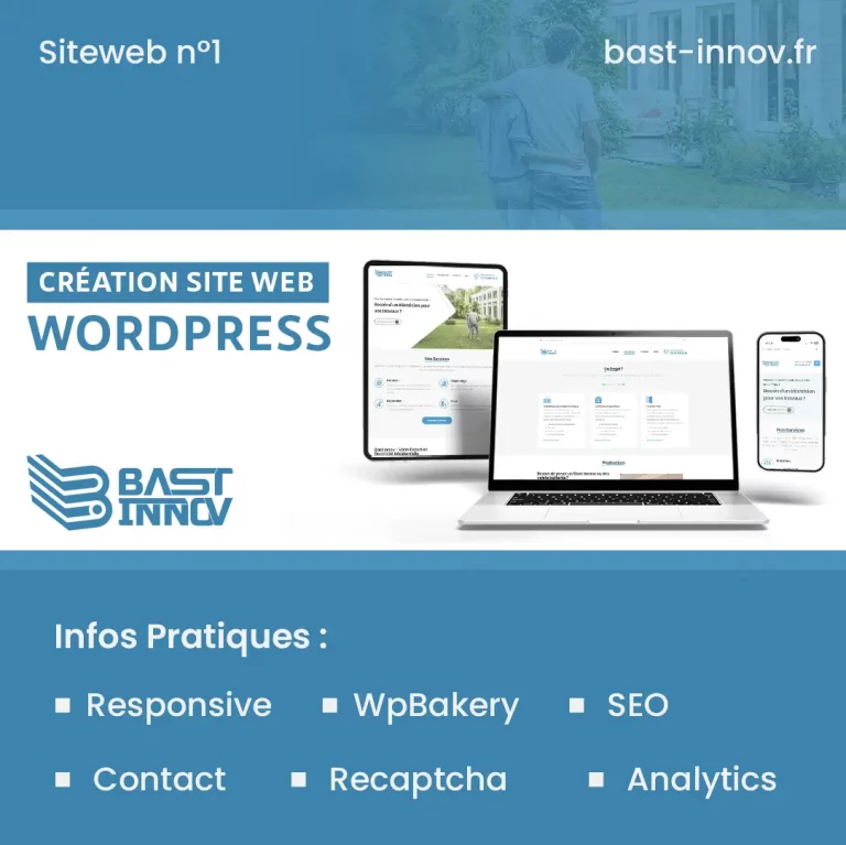 Bannière qui représente le projet "Création d'un site wordpress " du client bast-innov dans la section "Mes Projets".