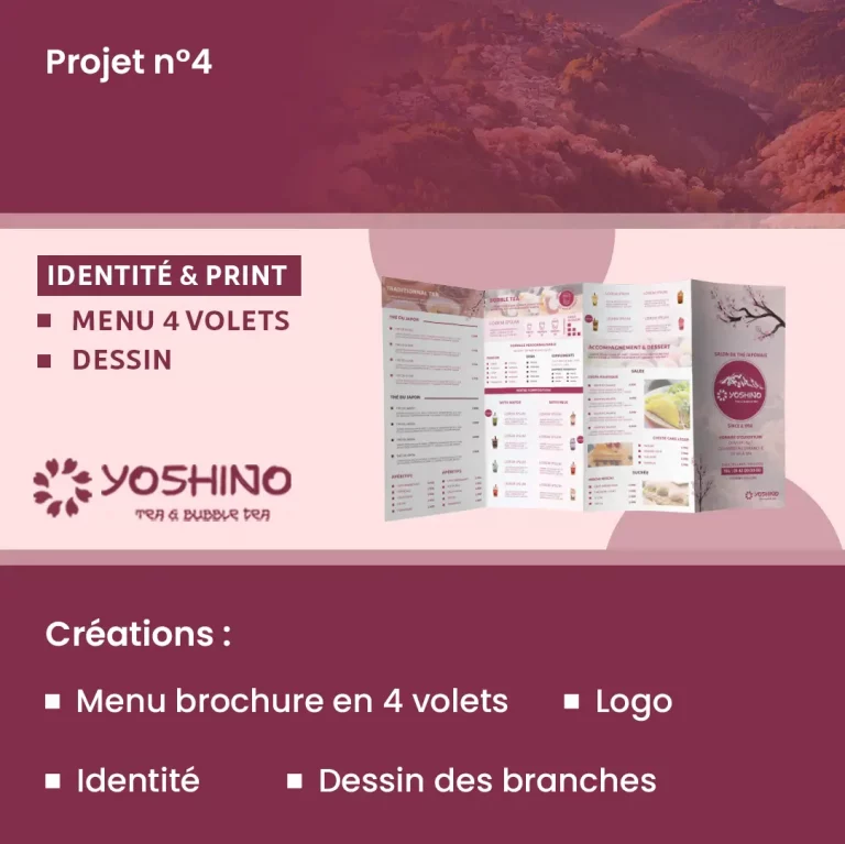 Création d'un menu d'un salon de thé. J'ai également dessiner 2 branches d'arbre du sakura connu du mont yoshino par blean design